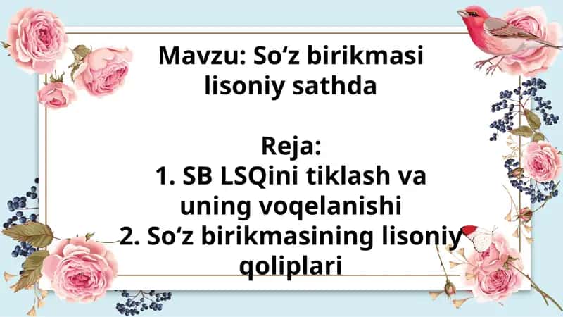 Soʻz birikmasi lisoniy sathda