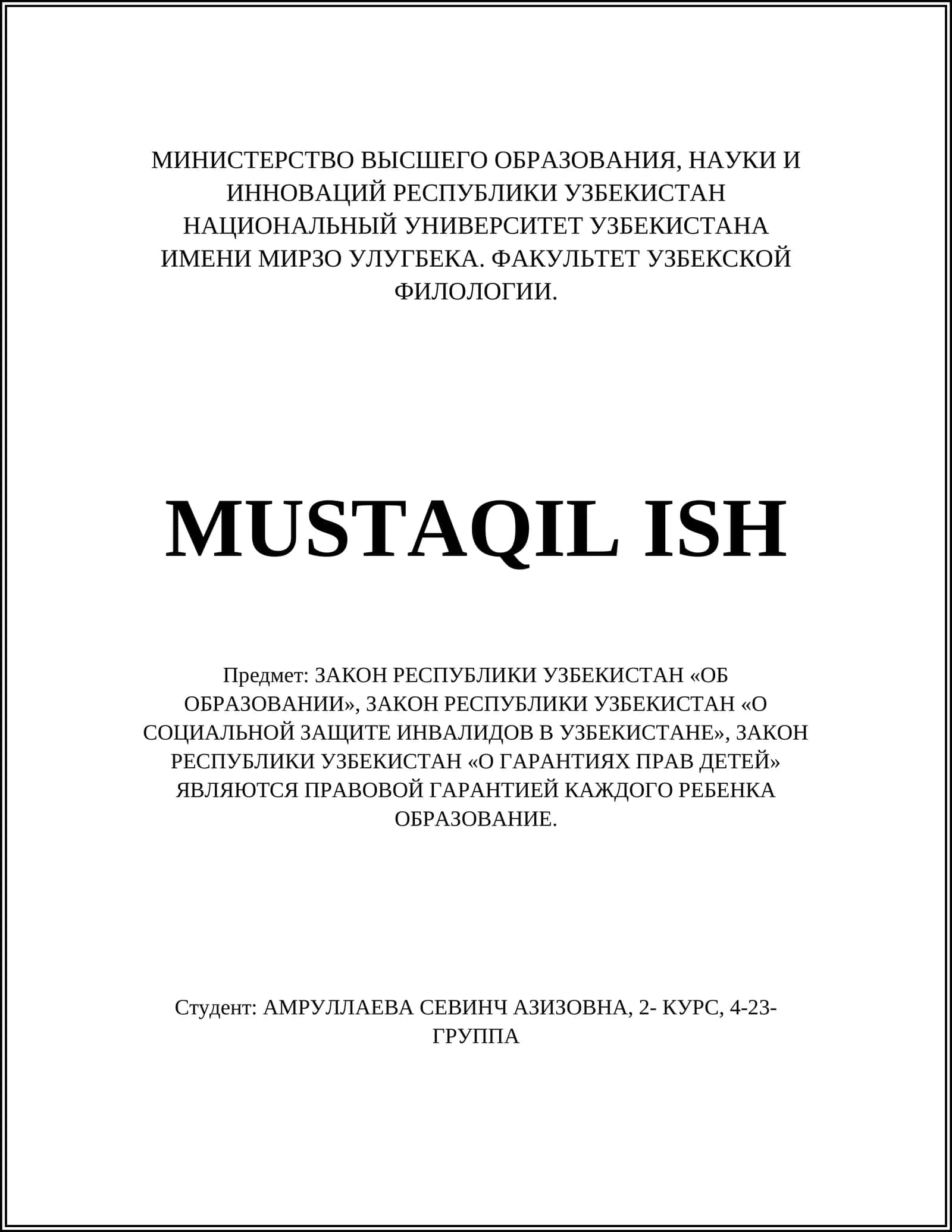 MUSTAQIL ISH