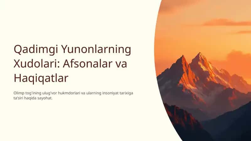 Qadimgi Yunonlarning Xudolari: Afsonalar va Haqiqatlar
