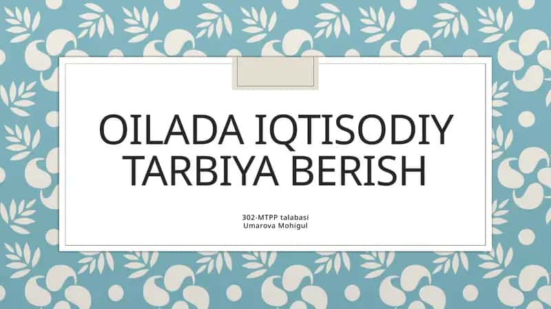 Iqtisodiy Tarbiya