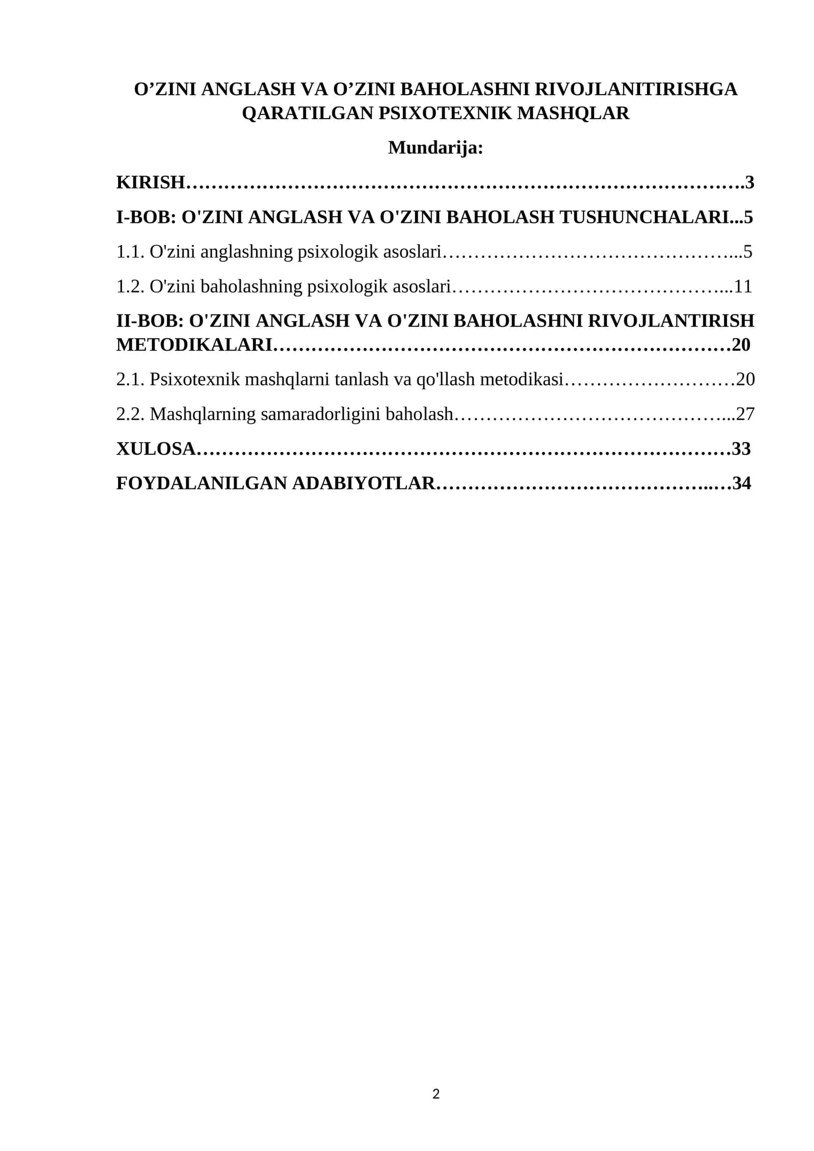 O'ZINI ANGLASH VA O'ZINI BAHOLASHNI RIVOJLANITIRISHGA QARATILGAN PSIXOTEXNIK MASHQLAR