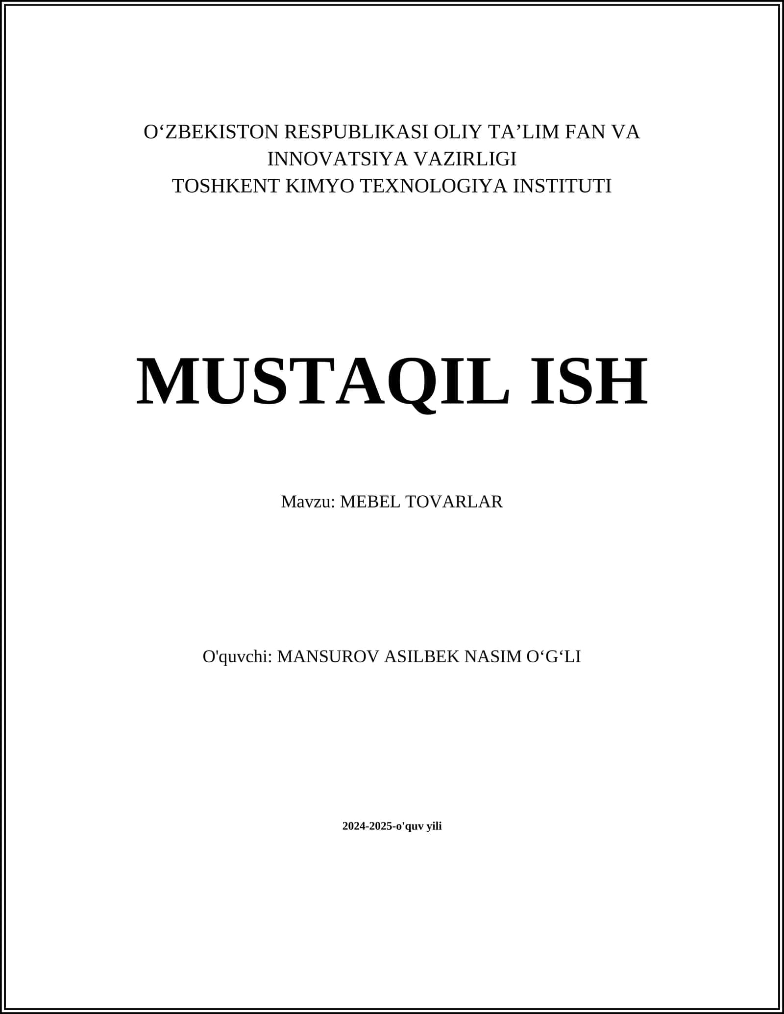 MEBEL TOVARLAR
