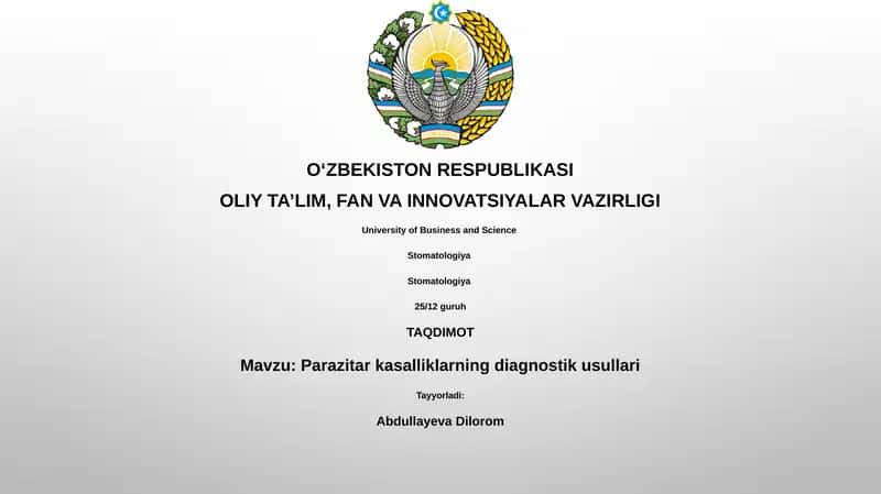 Parazitar kasalliklarning diagnostik usullari