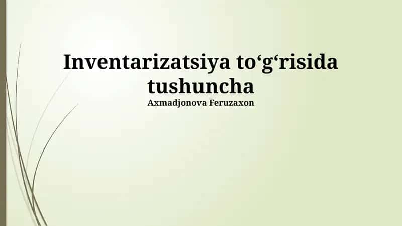 Inventarizatsiya tushunchasi