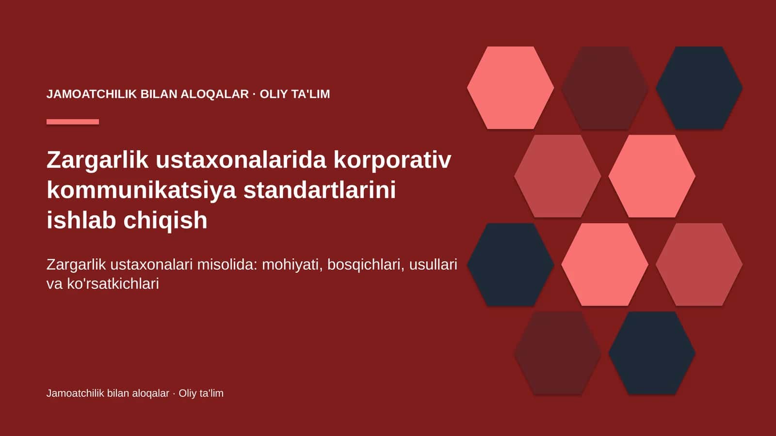 zargarlik ustaxonalarida korporativ kommunikatsiya standartlarini ishlab chiqish 7725