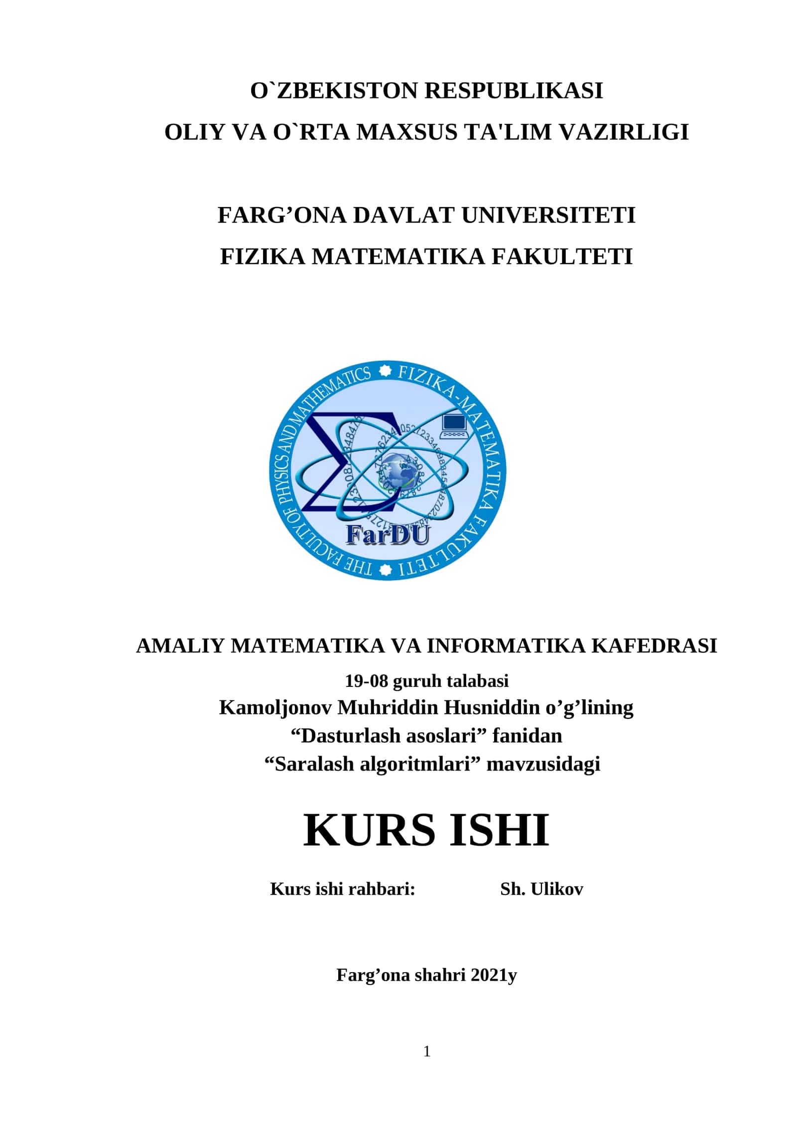 Saralash algoritmlari