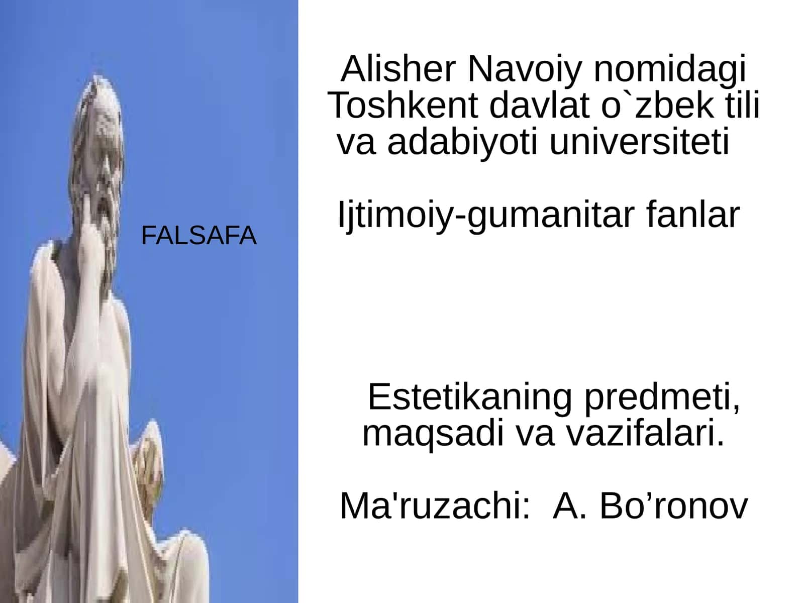 Estetikaning predmeti, maqsadi va vazifalari