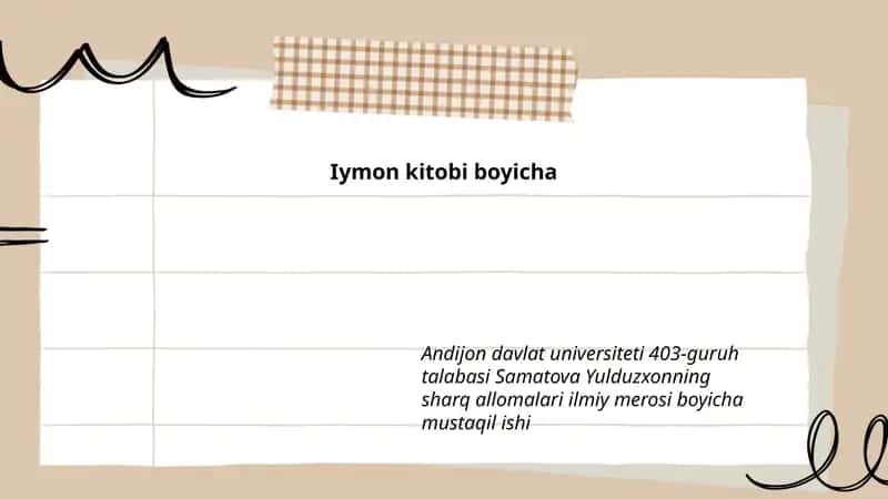 Iymon kitobi boyicha