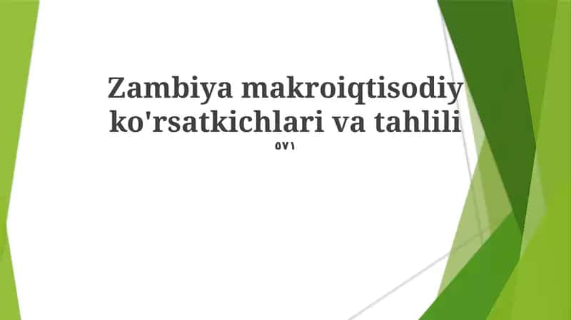 Zambiya makroiqtisodiy ko'rsatkichlari va tahlili
