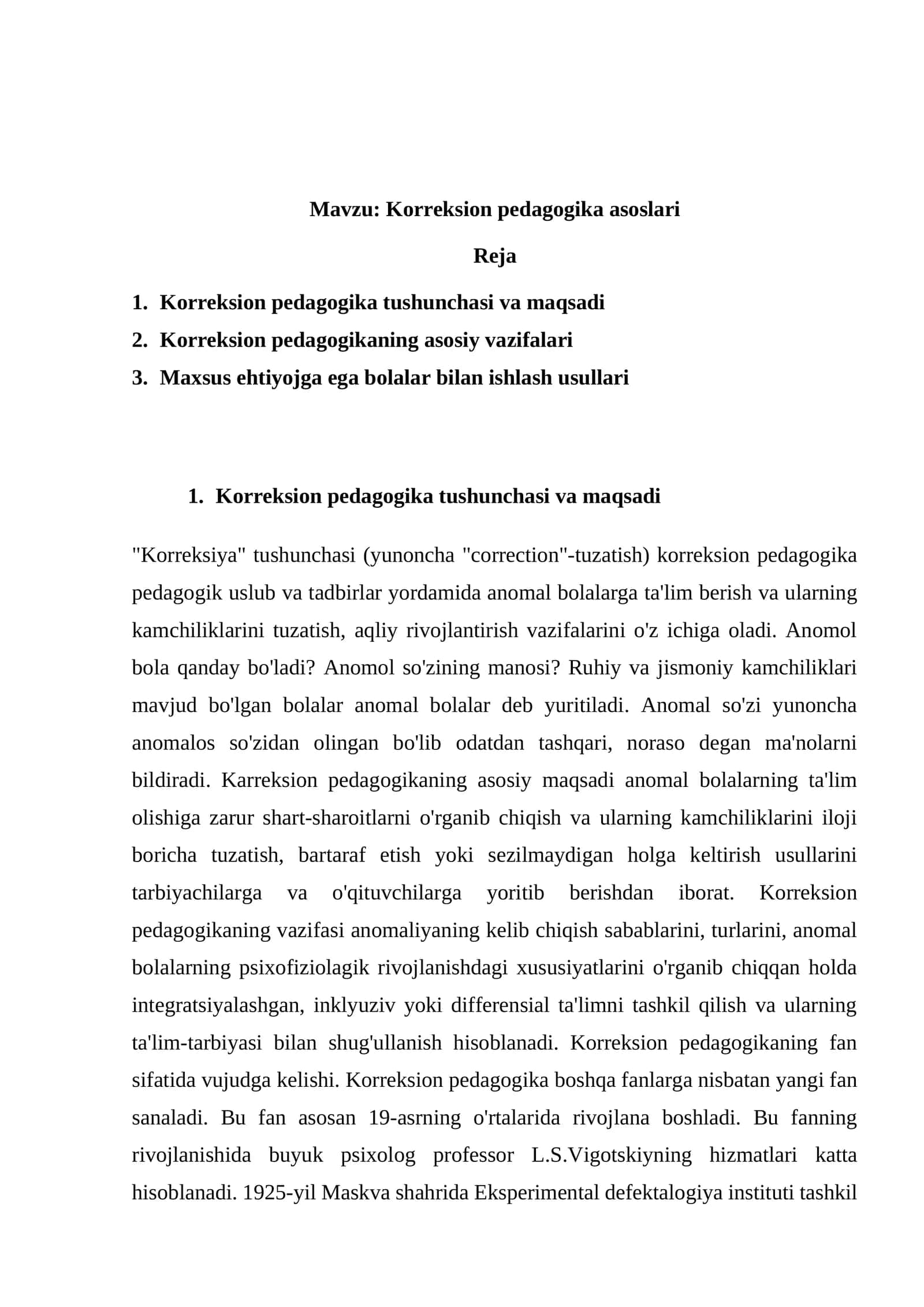 Korreksion pedagogika asoslari