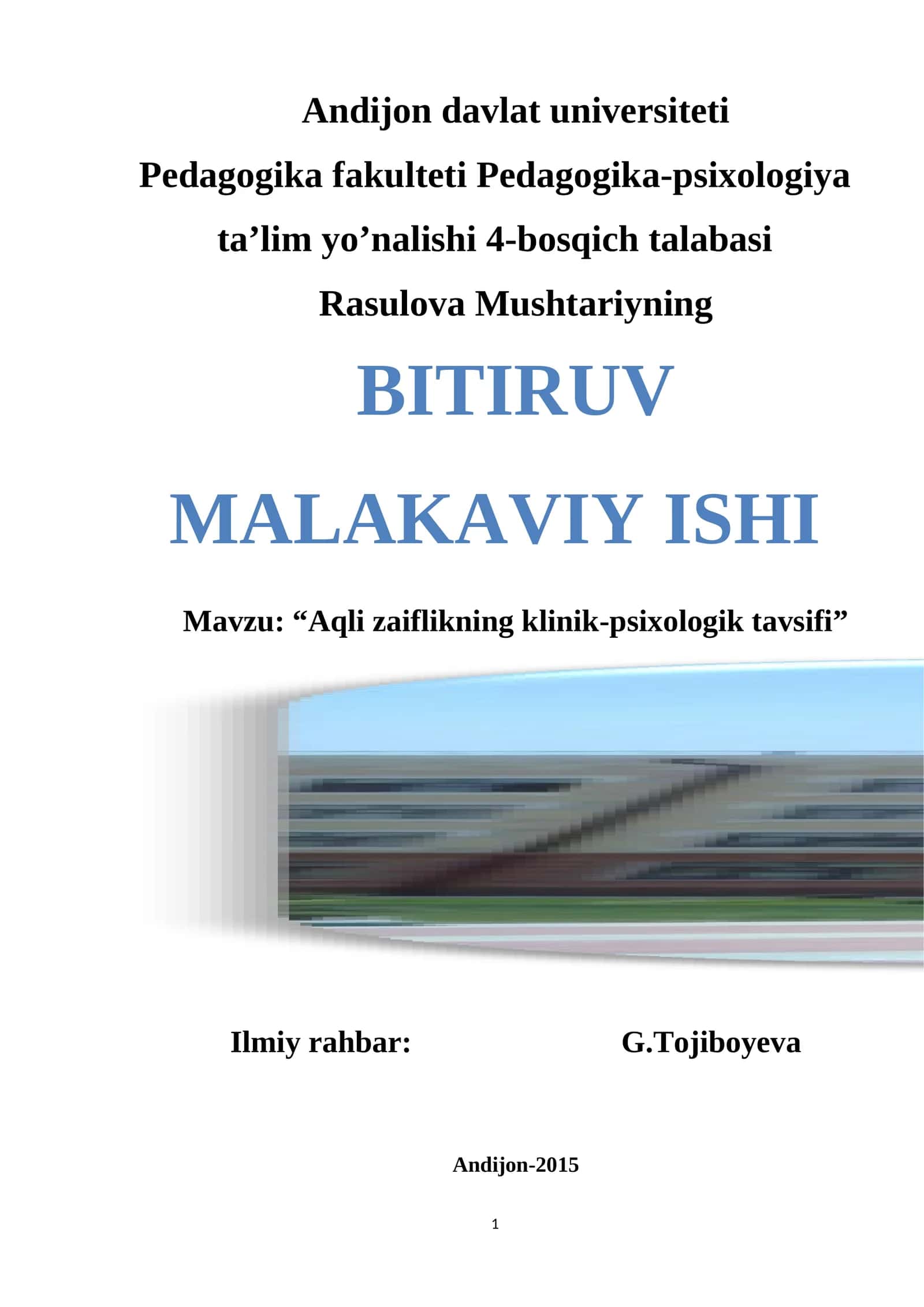 Aqli zaiflikning klinik-psixologik tavsifi
