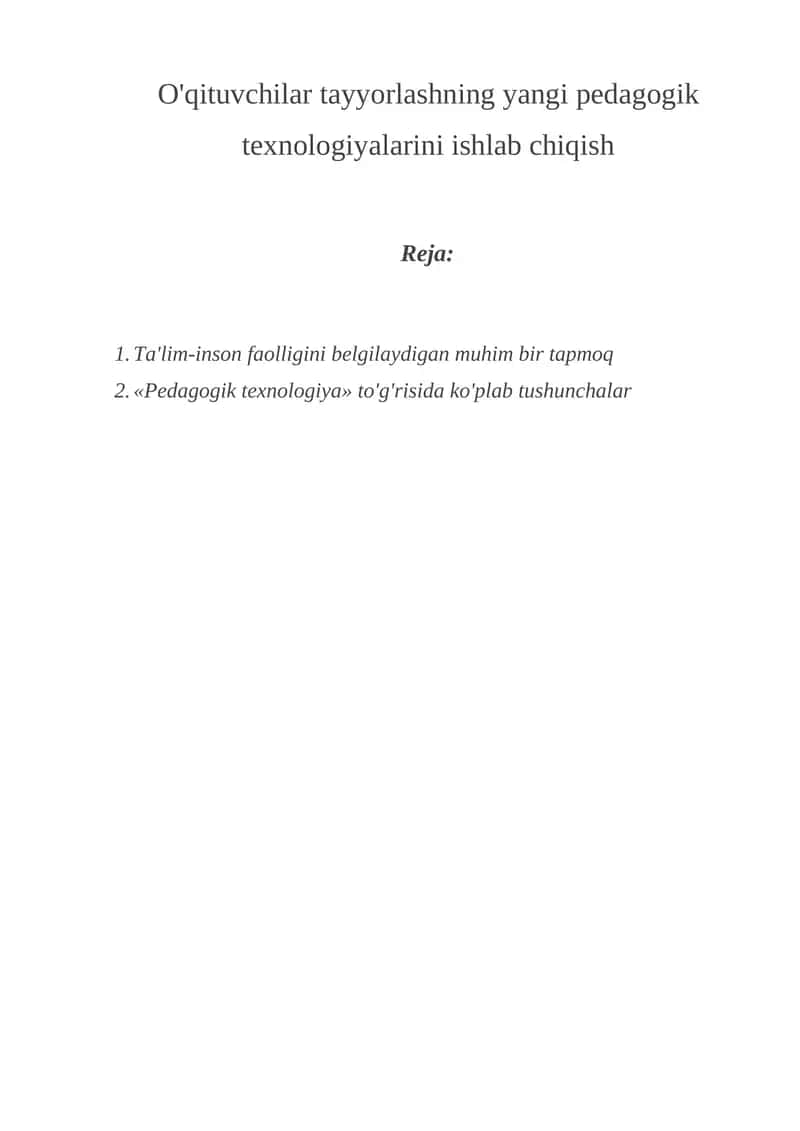 Pedagogik Texnologiya