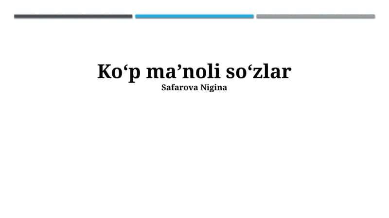 Ko'p Ma'noli So'zlarning Turlari