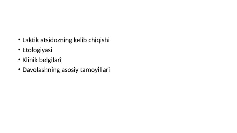 Laktik atsidoz tibbiy taqdimot pptx