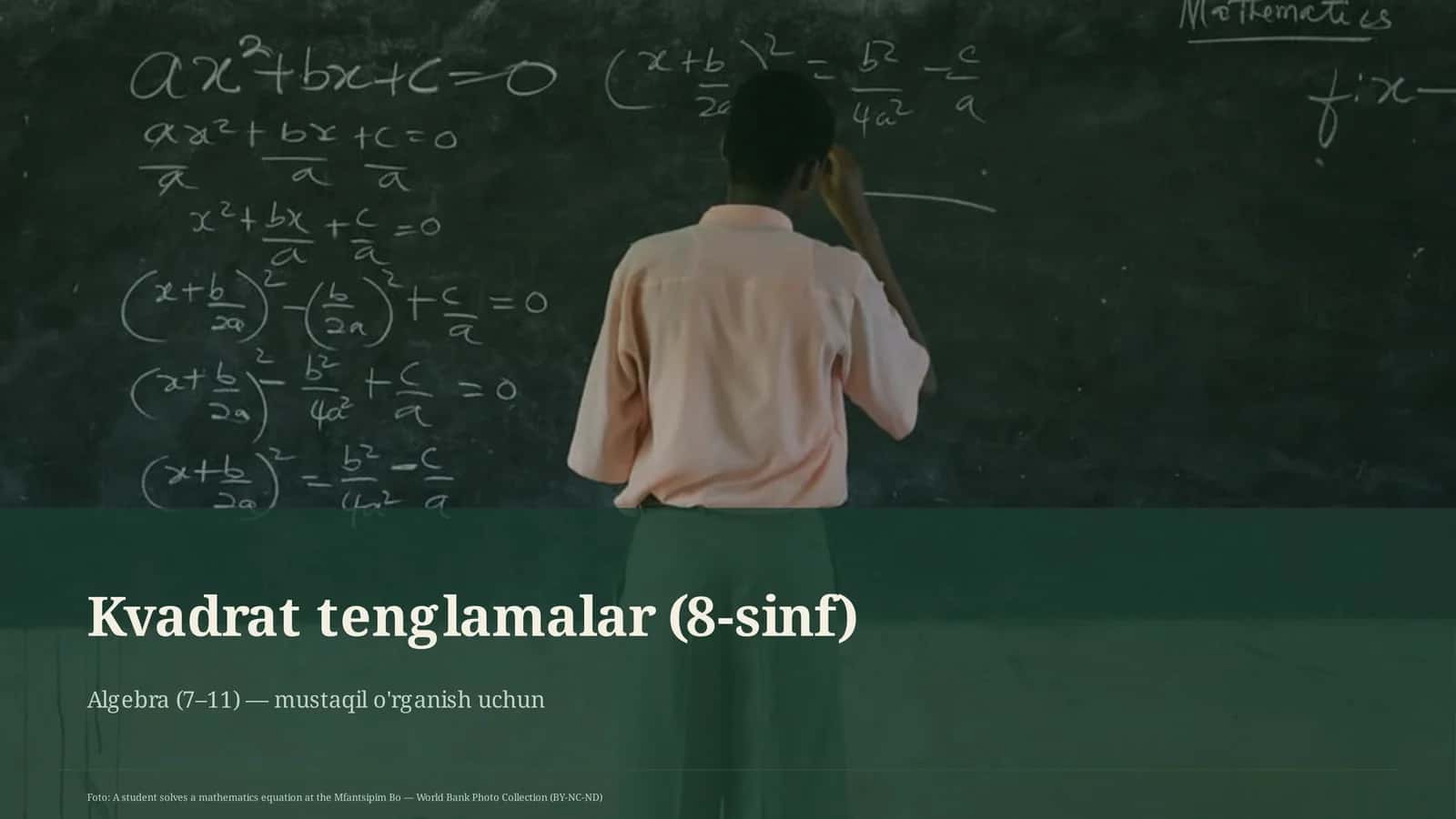 Kvadrat tenglamalar (8-sinf)