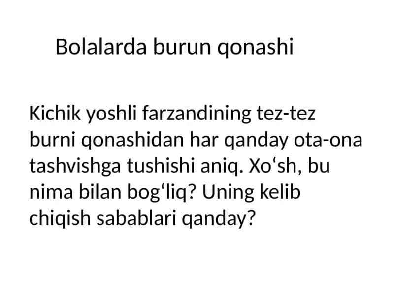 Bolalarda burun qonashi
