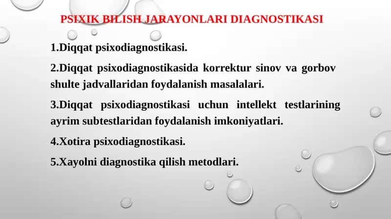 Psixikbilish jarayonlari diagnostikasi