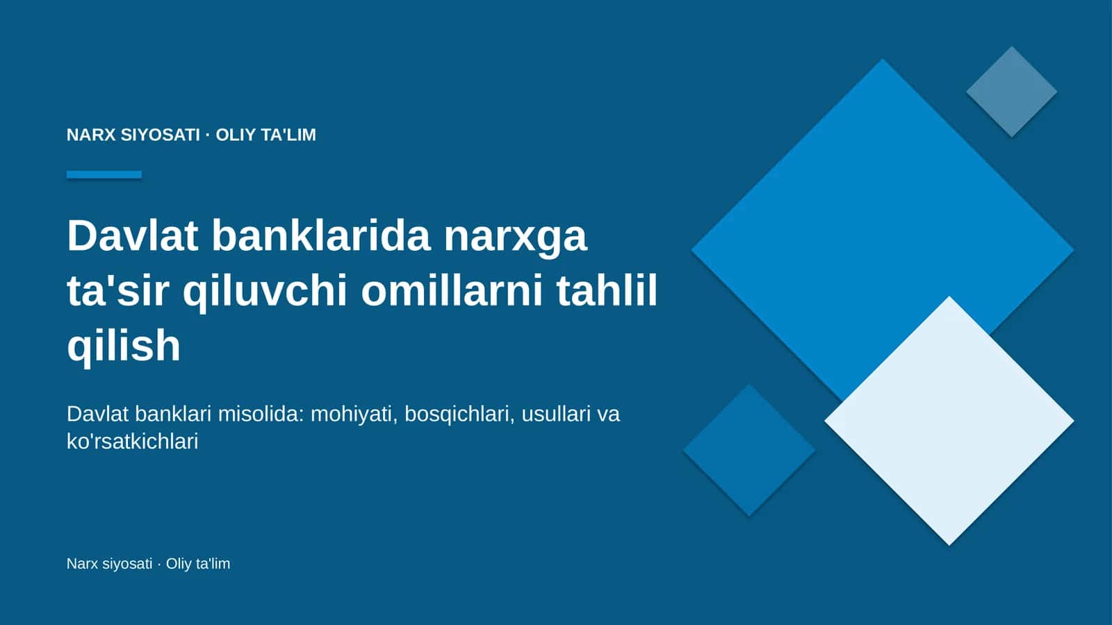 Narx siyosati · Oliy ta'lim