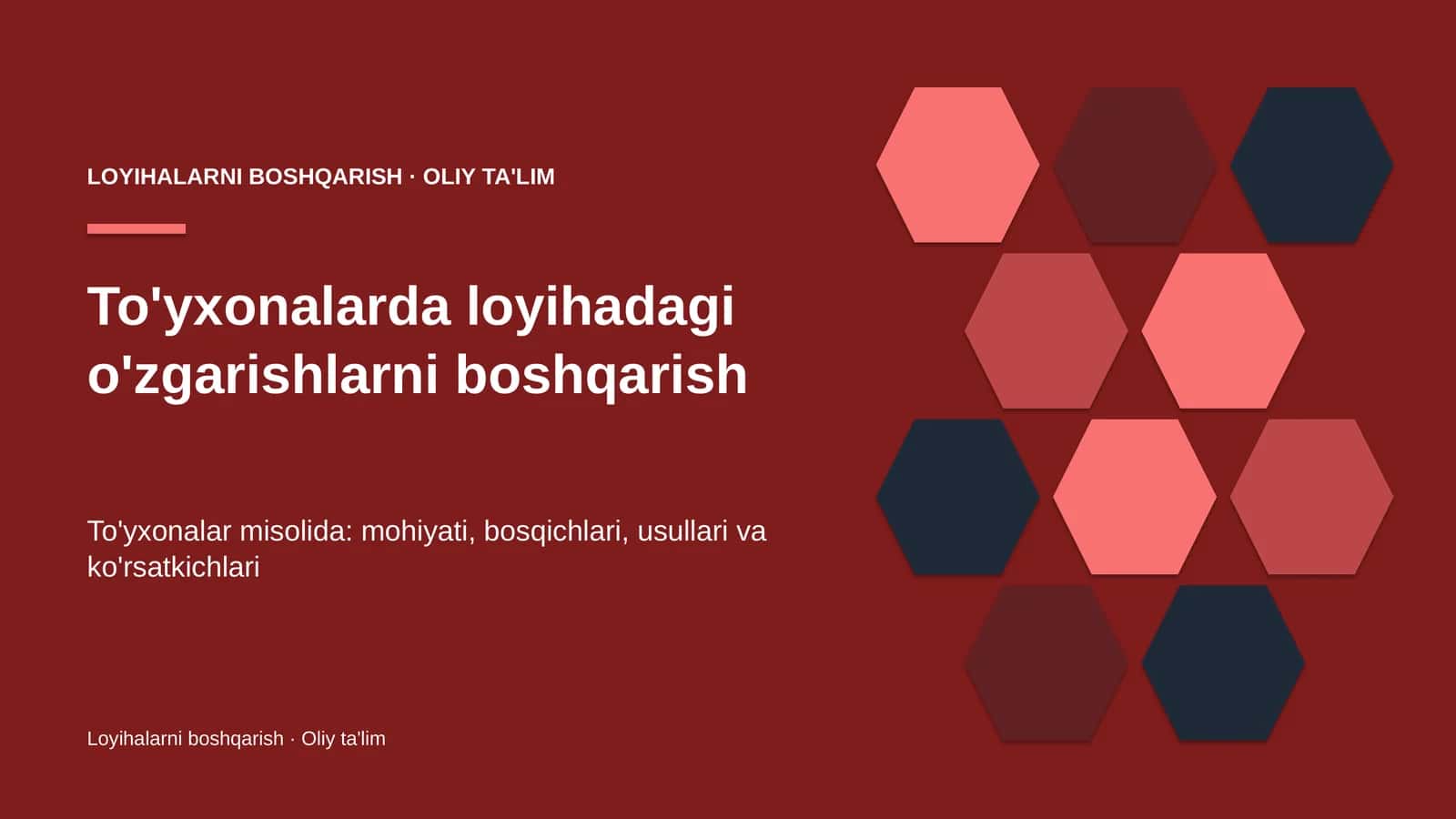 to'yxonalarda loyihadagi o'zgarishlarni boshqarish 9093