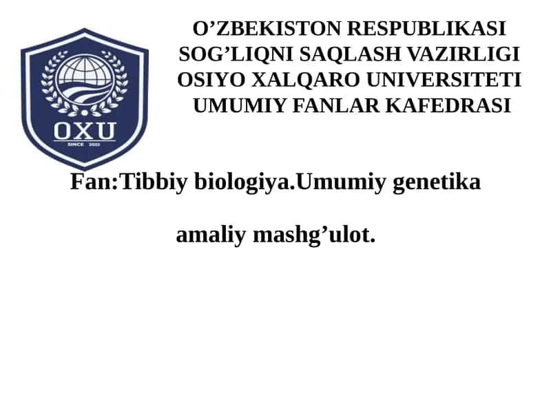 15-mavzu. Irsiy kasalliklar. Xromosoma Kasalliklari. Nikohturlari