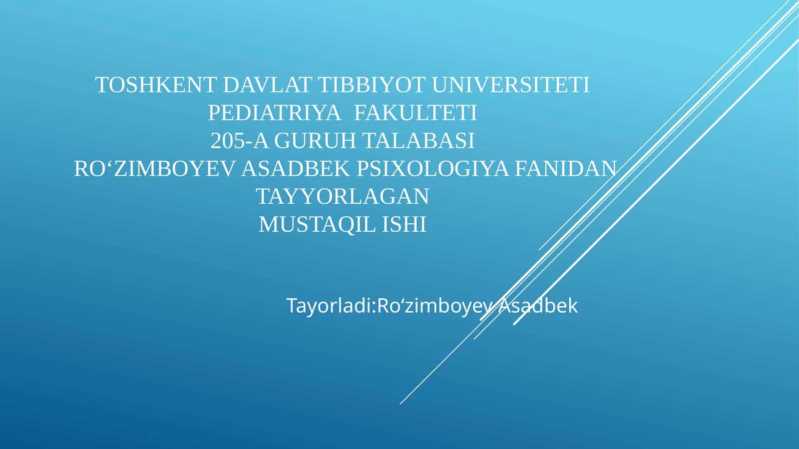 psixologiya fanidan tayyorlagan mustaqil ishi