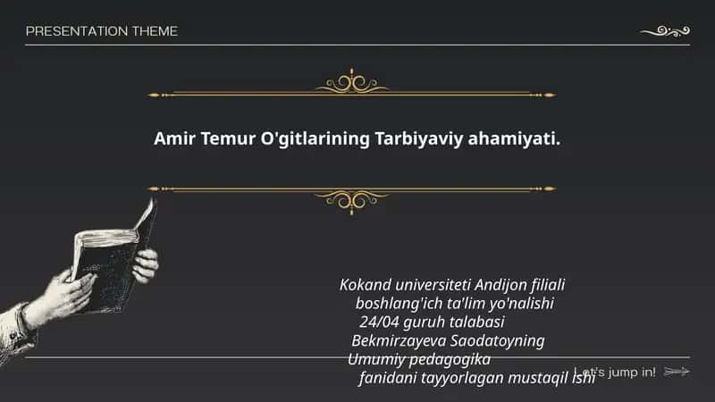 Amir Temur O'gitlarining Tarbiyaviy ahamiyati