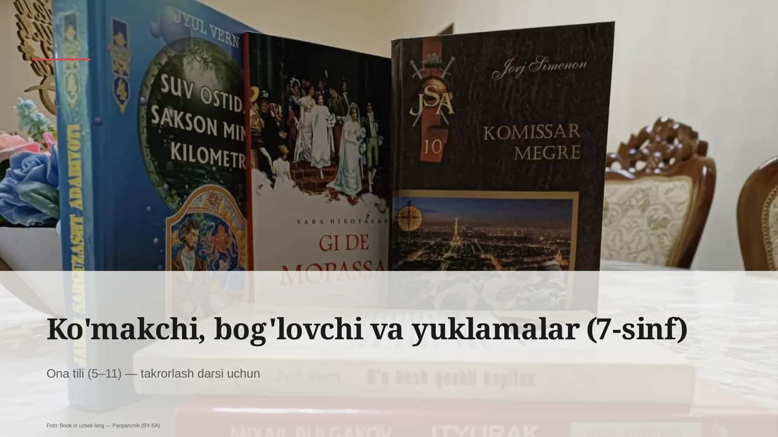Ko'makchi, bog'lovchi va yuklamalar (7-sinf)
