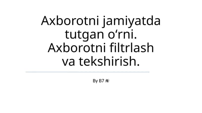 Ma'lumot Jamiyati: Ma'lumot Asosi
