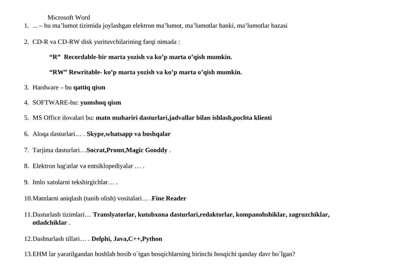 Microsoft Word