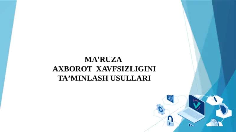 Adabiyotlar: N.X.Shoaxmedova,I.M.Abdullayeva.Iqtisodiyotdaaxborot-kommunikatsiontexnologiyalarvatizimlar:Darslik