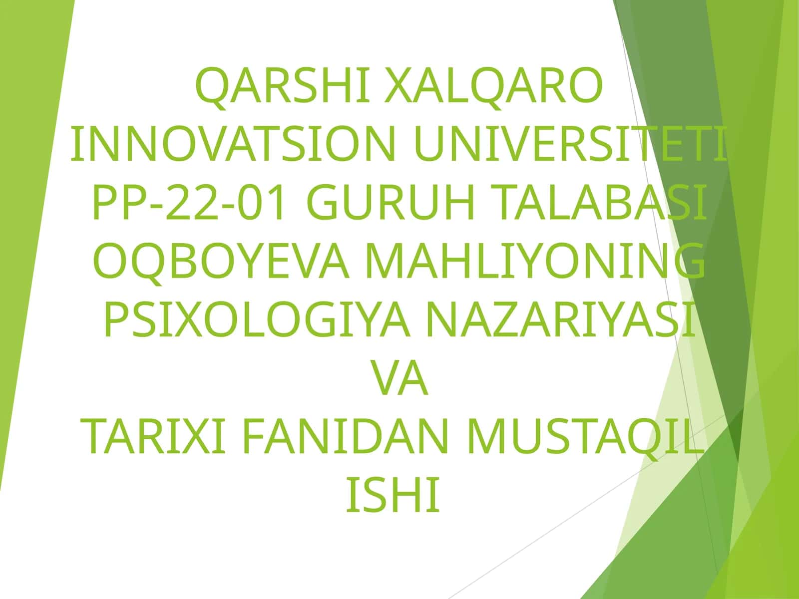 Psixologiya nazariyasi va tarixi fanidan mustaqilishi