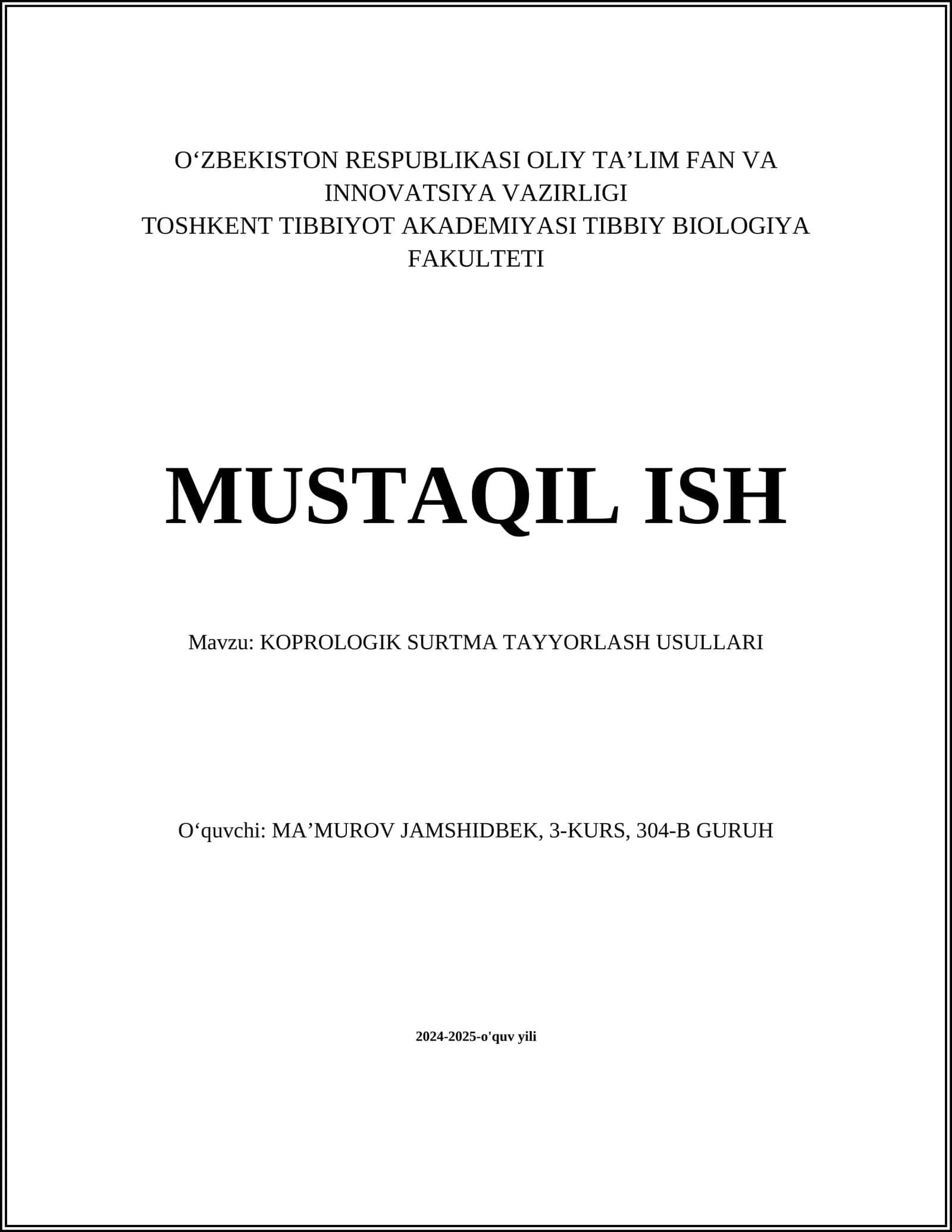 Koprologik tahlilning mohiyati