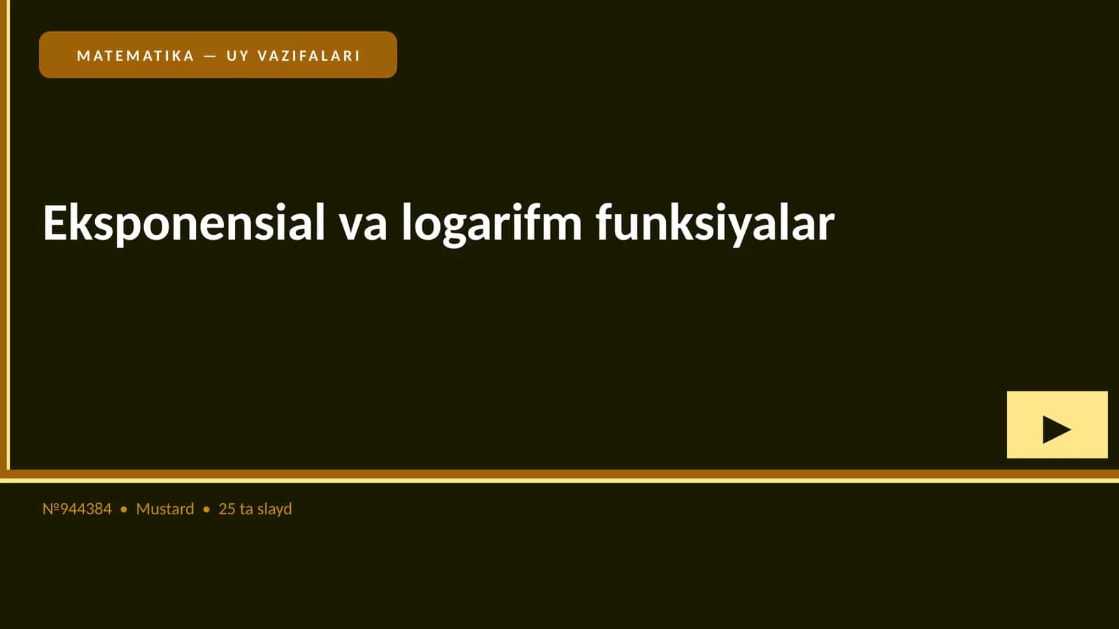 MATEMATIKA — UY VAZIFALARI