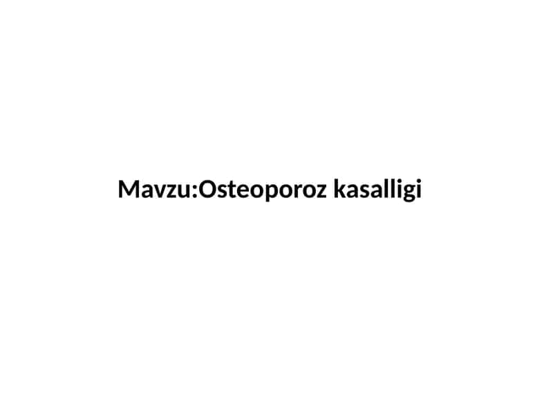 Osteoporoz kasalligi