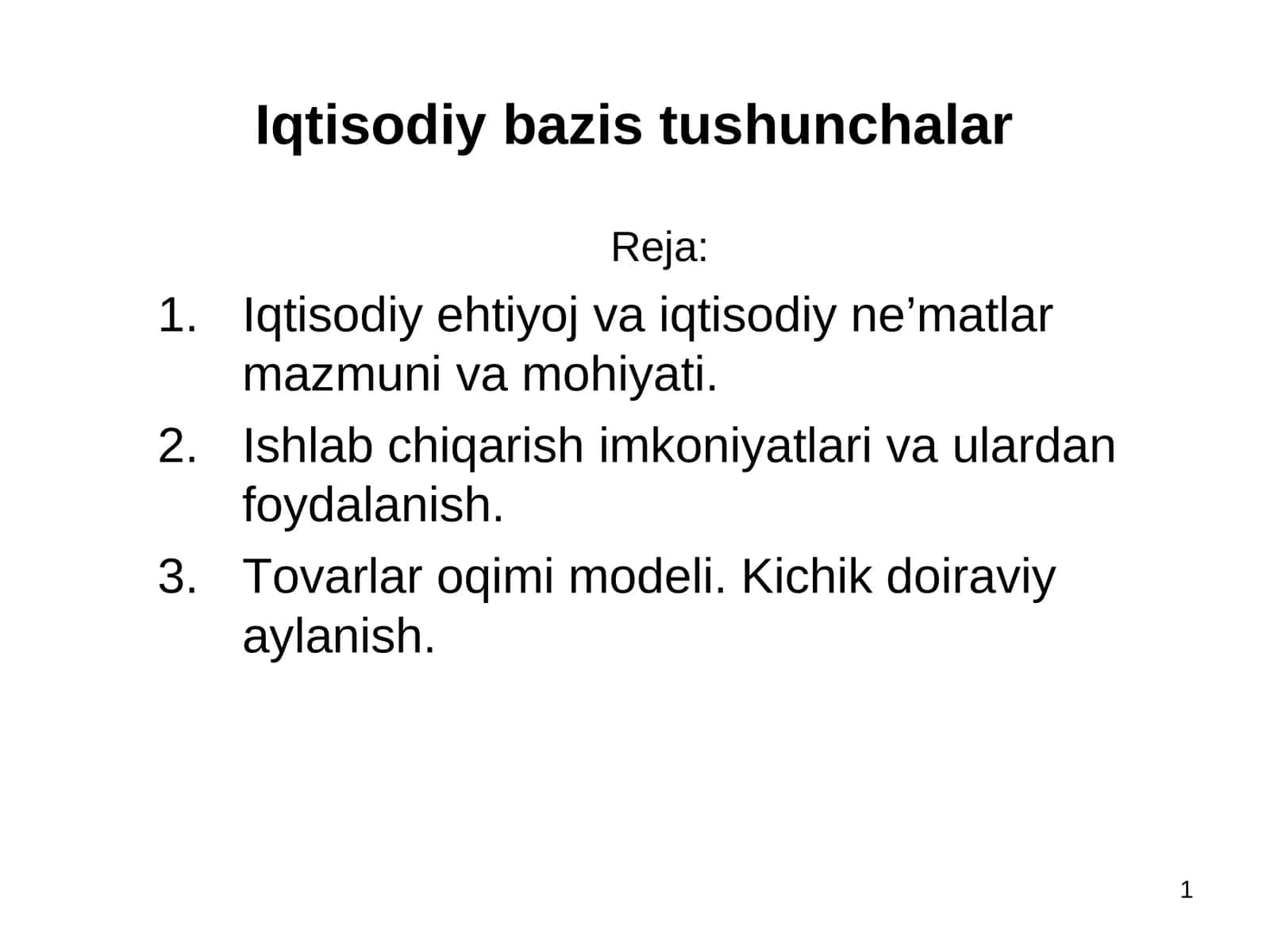 Iqtisodiy bazis tushunchalar