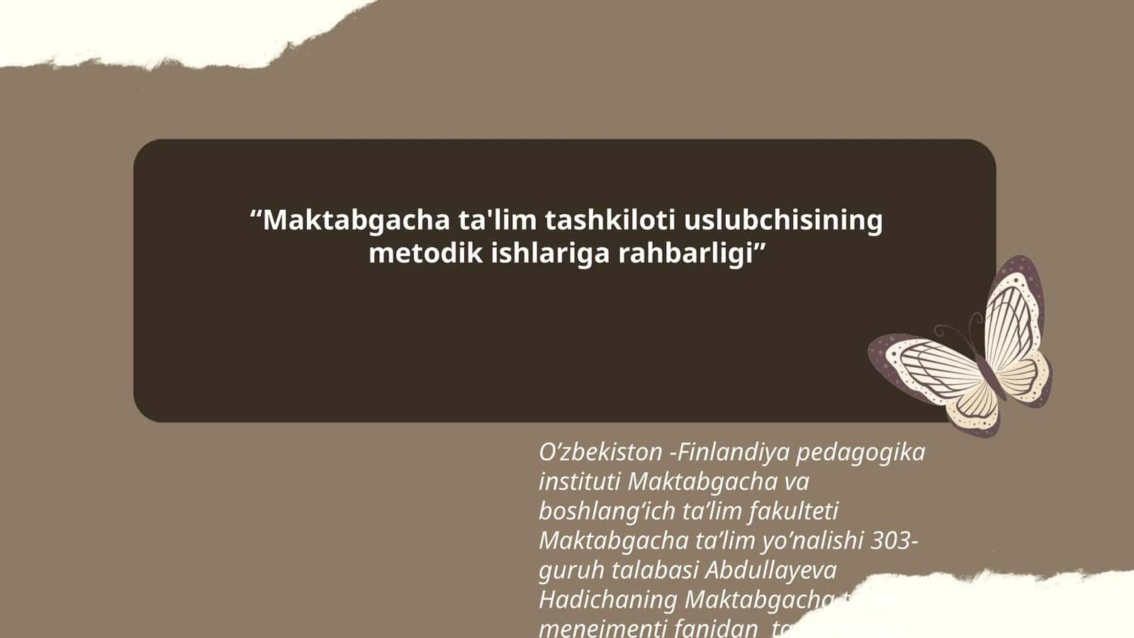 Maktabgacha ta'lim tashkiloti uslubchisining metodik ishlariga rahbarligi