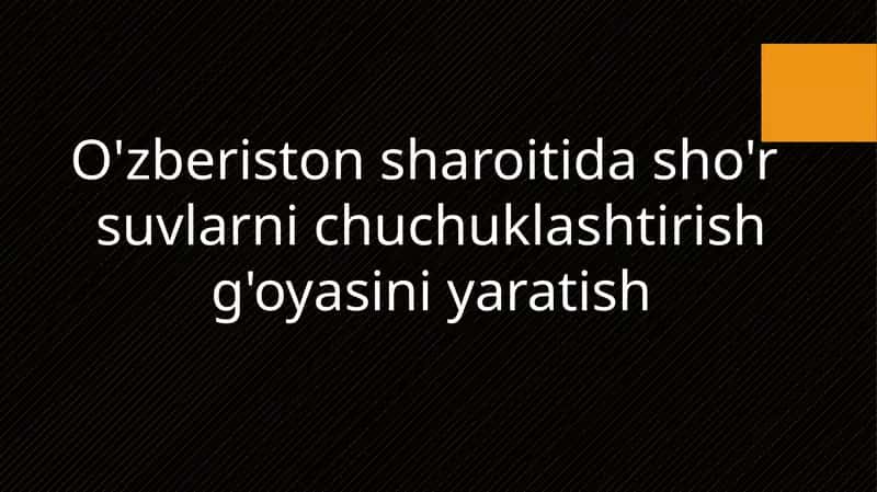 O'zberiston sharoitida sho'r suvlarni chuchuklashtirish g'oyasi