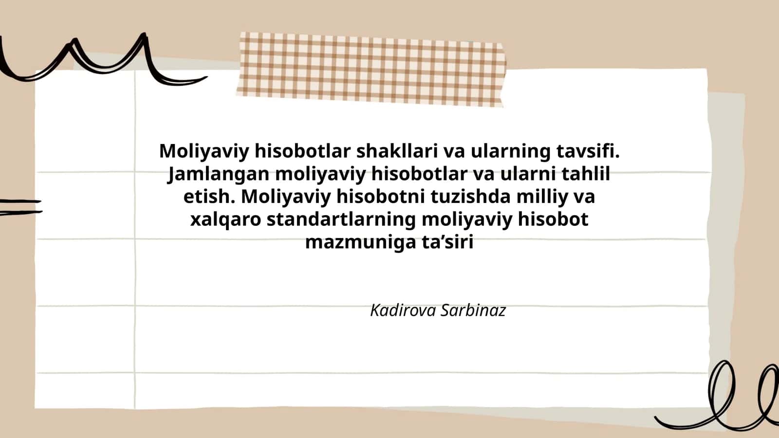 Moliyaviy hisobotlar shakllari va ularning tavsifi