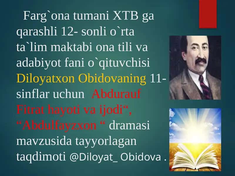 Abdurauf Fitratning dramasi mavzusida taqdimoti