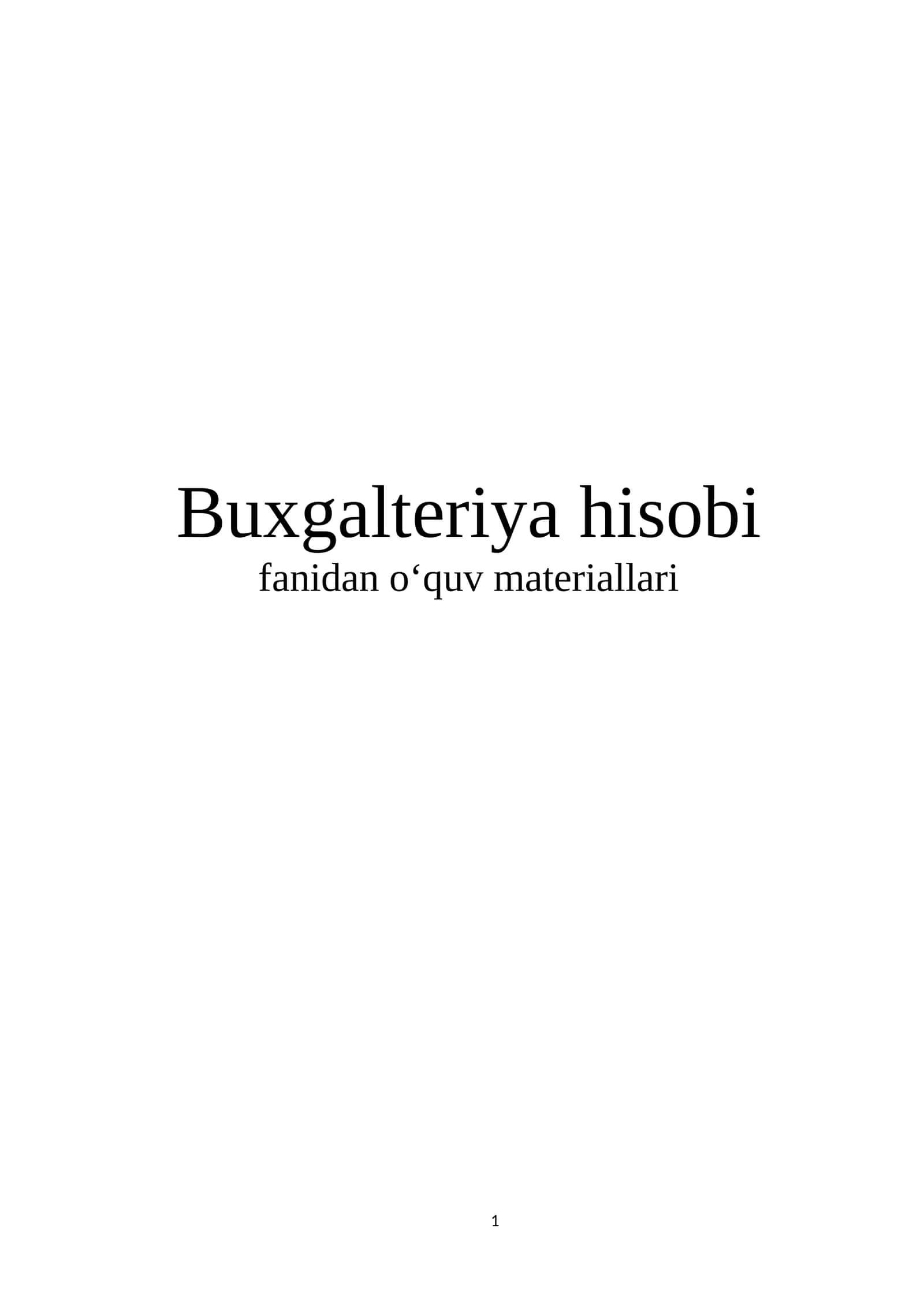 Buxgalteriya hisobi fanidan о‘quv materiallari