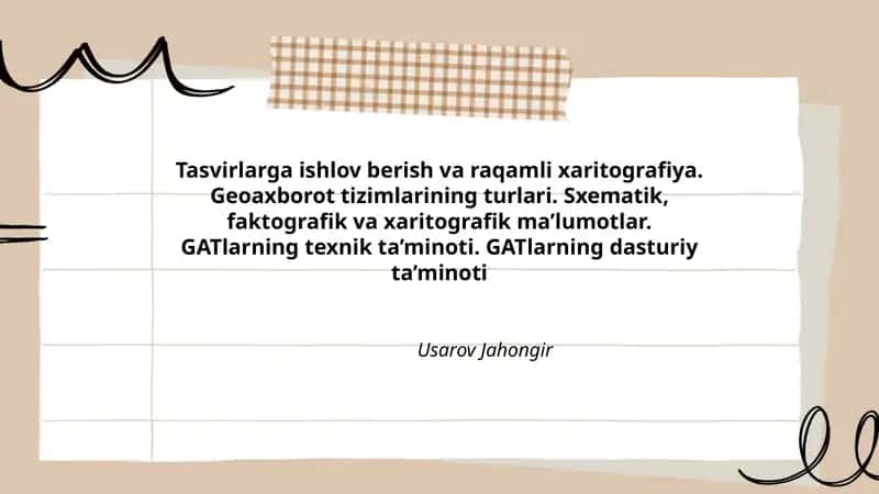 Tasvirlarga ishlov berish va raqamli xaritografiya