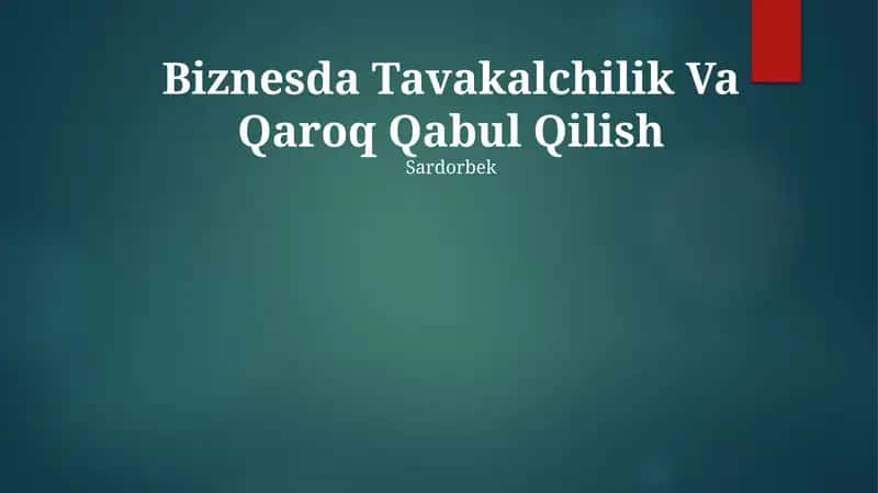 Riskni qabul qilishning ta'rifi: Tavakkalchilik