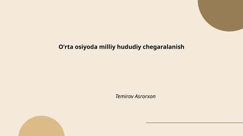 Oʻrta Osiyoda Milliy Hududiy Chegaralanish