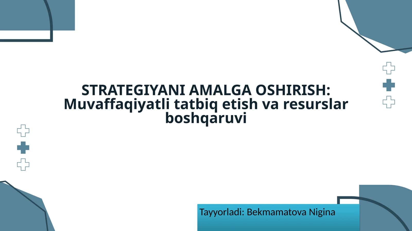 STRATEGIYANI AMALGA OSHIRISH: Muvaffaqiyatli tatbiq etish va resurslar boshqaruvi