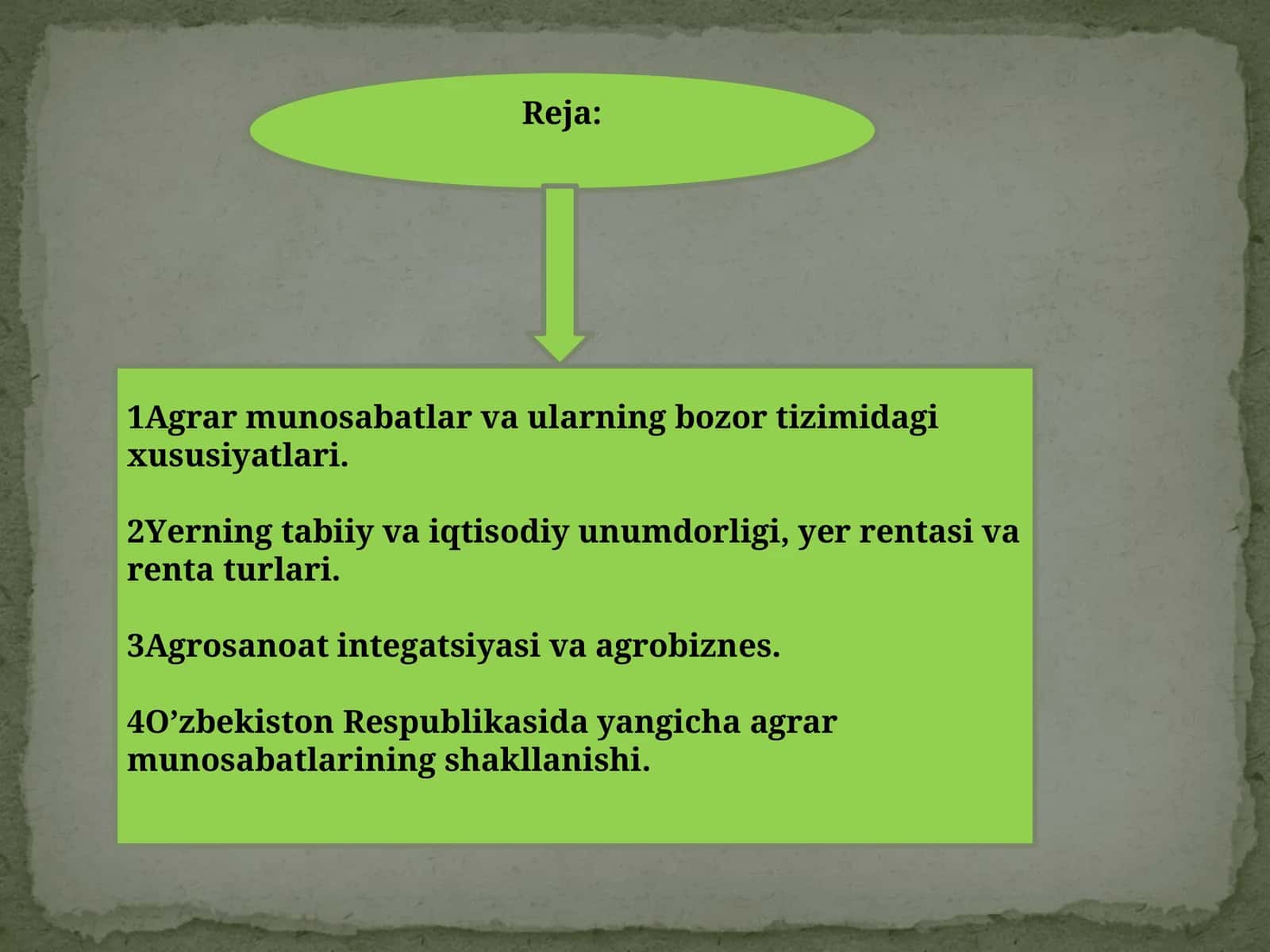 Bozor iqtisodiyoti sharoitida agrar munosabatlar