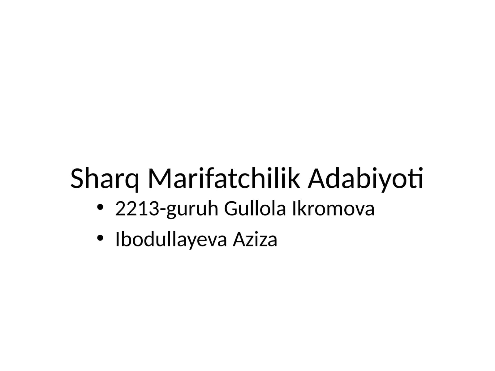 Sharq Marifatchilik Adabiyoti