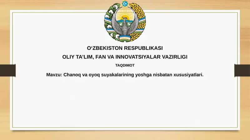 Chanoq va oyoq suyakalarining yoshganisbatan xususiyatlari