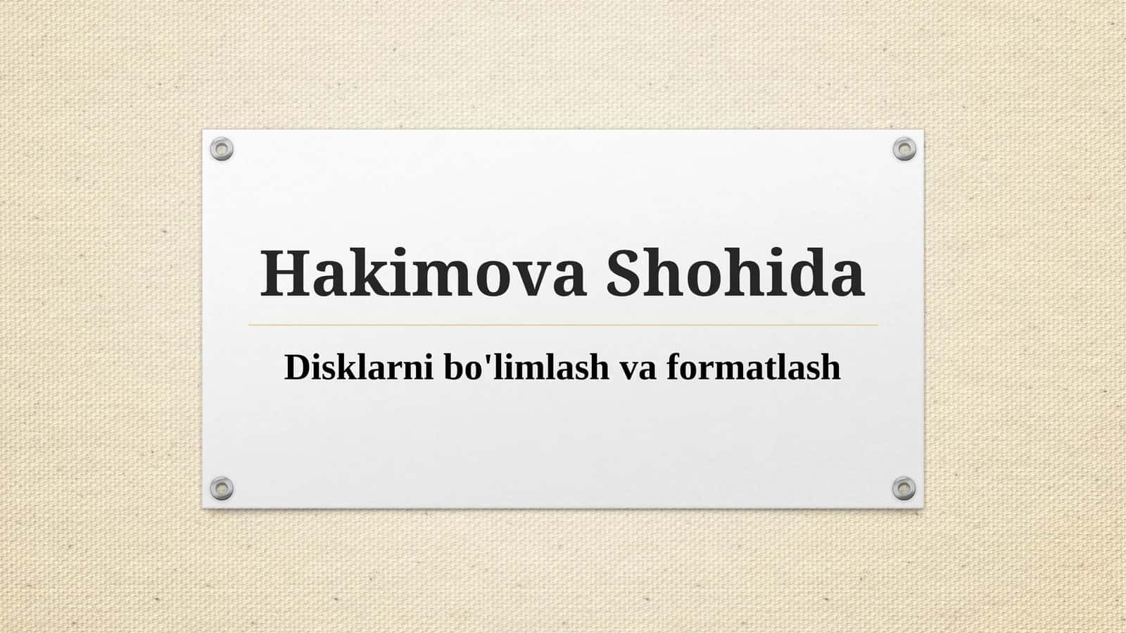 Disklarnibo'limlashvaformatlash