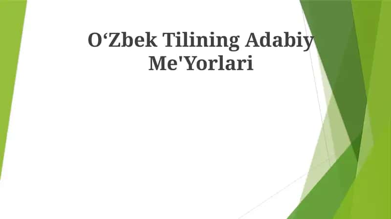 Oʻzbek Tilining Adabiy Me'Yorlari