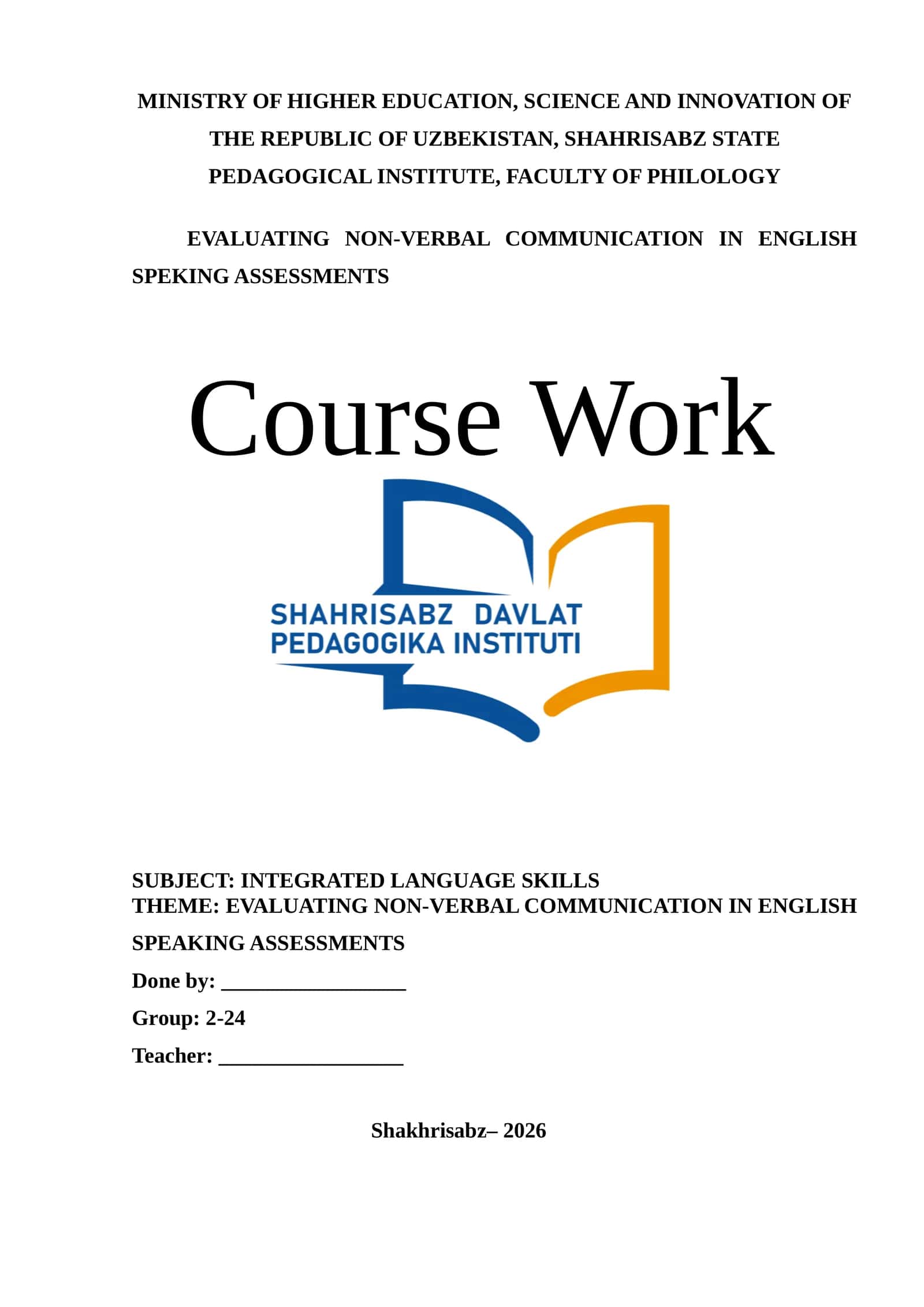 EVALUATING NON-VERBAL COMMUNICATION IN ENGLISH SPEKING ASSESSMENTS